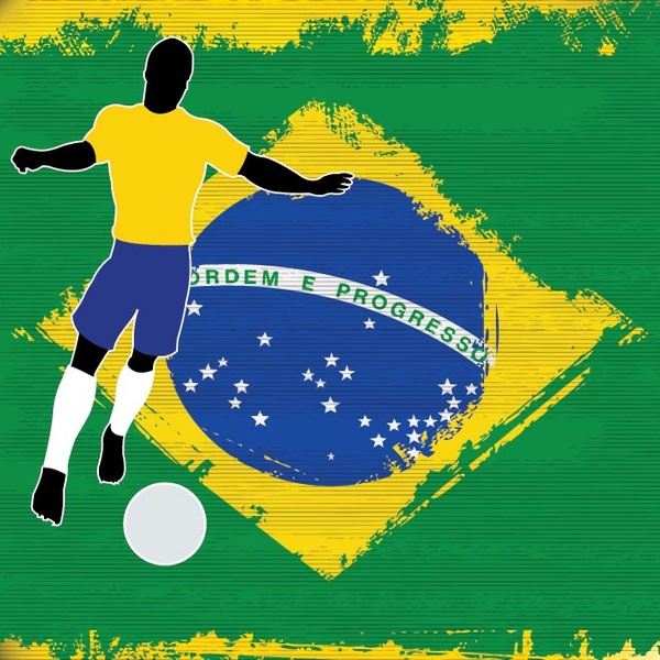 Vector Footballer With Brazilian Flag In Background Wallpaper-vector  Background-free Vector Free Download