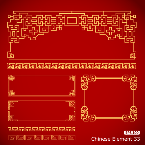 vettore immagine con confini cinesi stili vettore