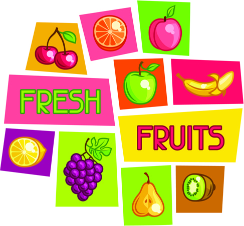 Vector iconos de fruta fresca