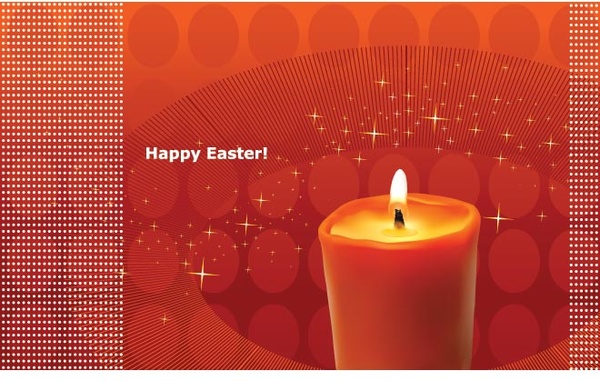 向量發光蠟燭與圖案背景快樂復活節卡設計
