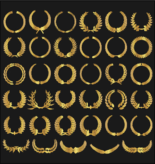 conjunto de laurel de oro Vector