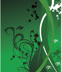 Vector Green Backdrop Grunge Floral Lines Backgound