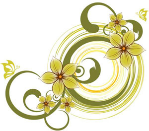緑の花の花のアート デザイン要素の背景をベクトルします。