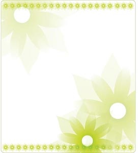 Vector Green Flower Illustration On White Frame Background With Glowing Green Boarder