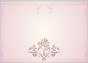 grunge floral karya seni pada kartu merah muda pernikahan vektor
