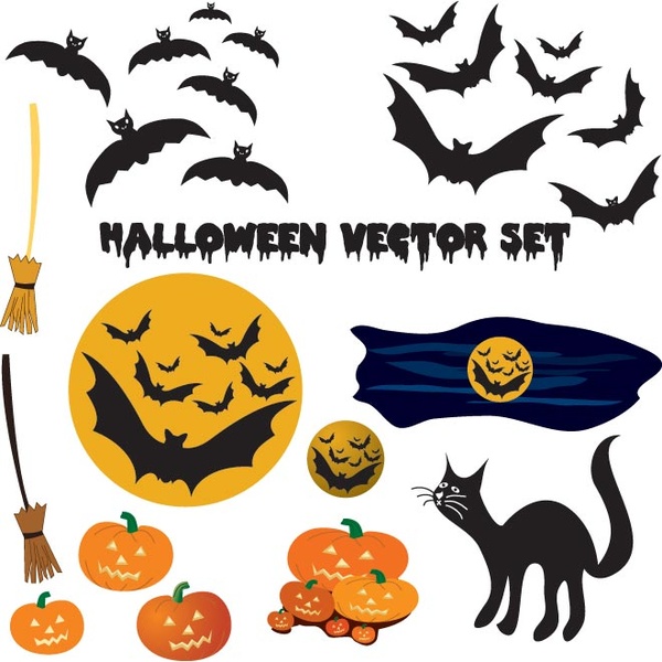 Conjunto de elementos de diseño vectorial de Halloween