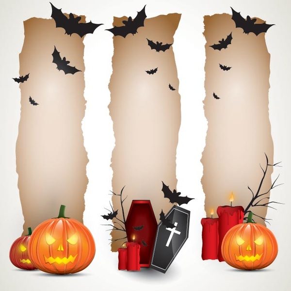 Vector halloween papel corte vertical banner