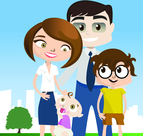 вектор счастливые семьи вместе дизайн элементов