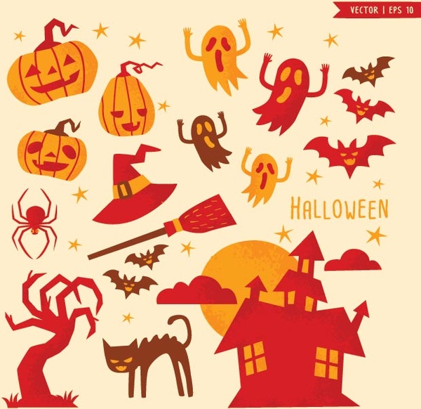vector happy halloween thẻ thiết kế liên quan đến các yếu tố