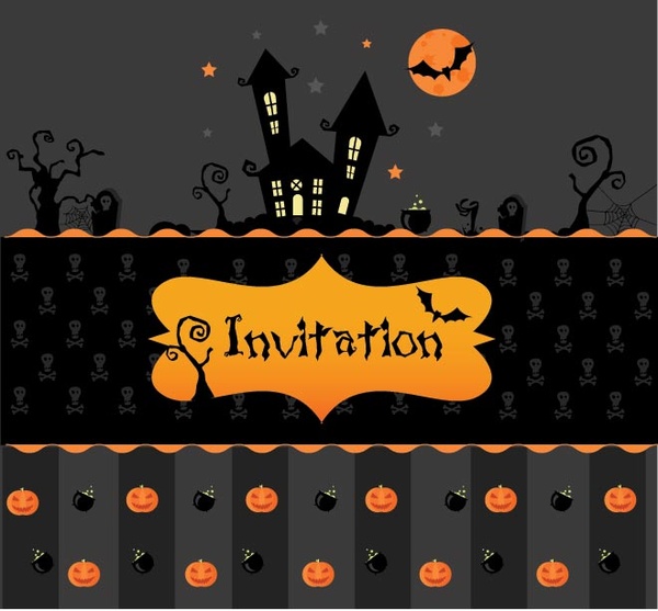 modèle de carte vectorielle happy halloween invitation
