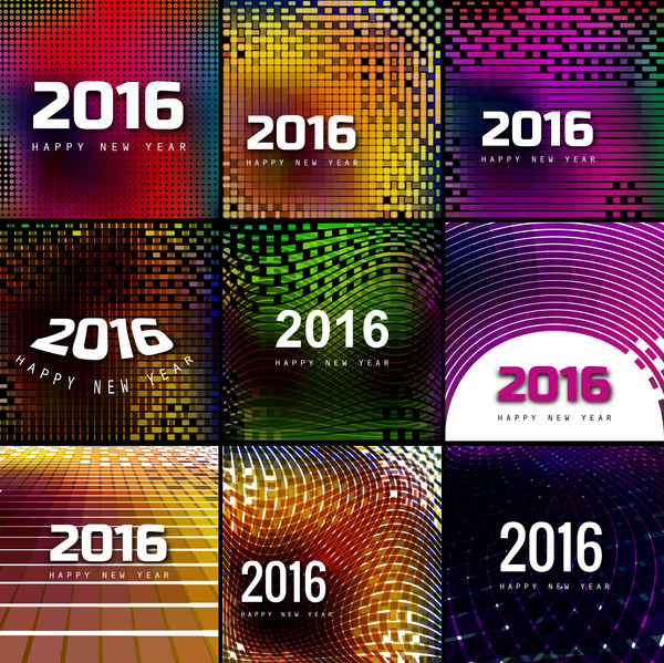 Vektor-frohes neues Jahr 2016 Sammlung Texthintergrund