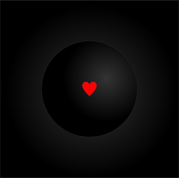 círculo 3d do vector coração vermelho
