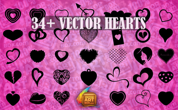 Vector silhuetas de corações