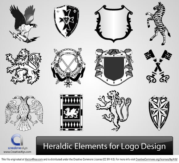 геральдические элементы вектора синхронизации для дизайн логотипа