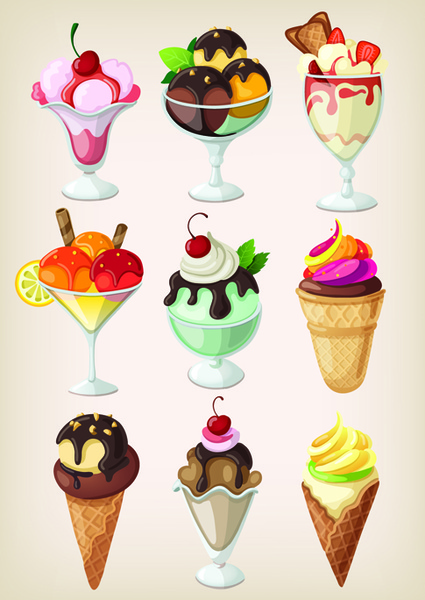 Vector conjunto de iconos de helado