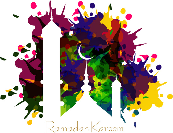 resimde Arapça islam hat renkli metin ramazan kareem tasarım vektör
