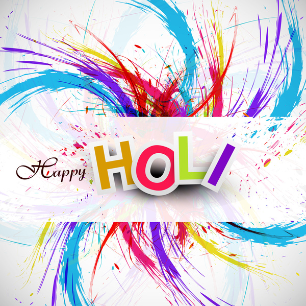 Vector ilustración happy holi para fondo colorida celebración festival de India