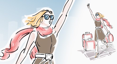 Ilustración de vector de viaje chica
