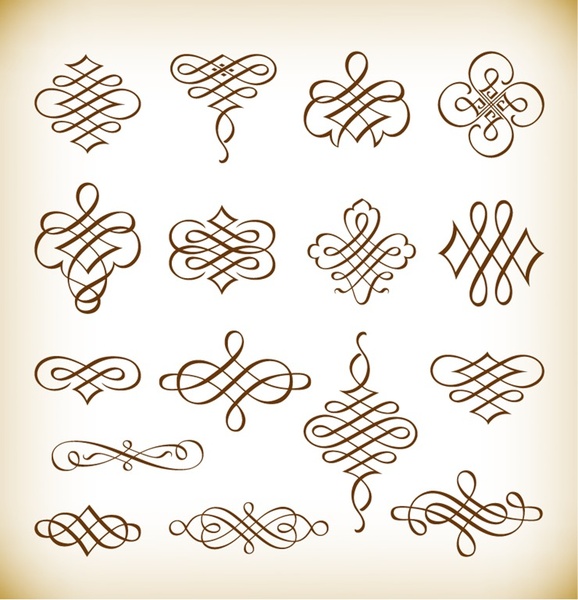 illustrazione di vettore degli elementi di disegno calligrafico dell'annata