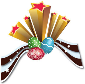 illustration vectorielle de 3d étoile plein d’oeufs de Pâques décorés coloré avec ruban