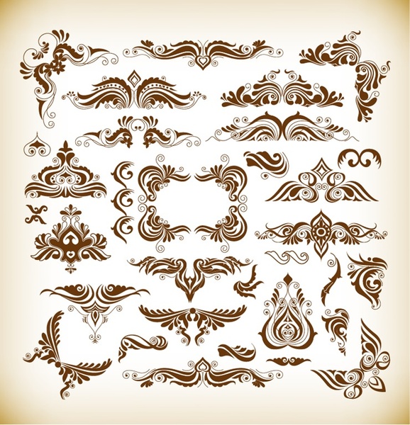 conjunto de ilustración de vector de elementos florales decoración elegante