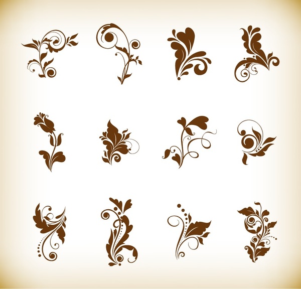 conjunto de ilustração vetorial de elementos florais para seu projeto
