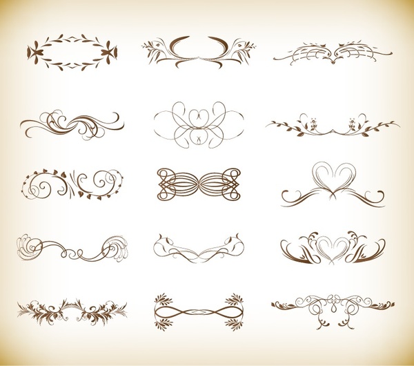 conjunto de ilustração vetorial de elementos de design ornamentados