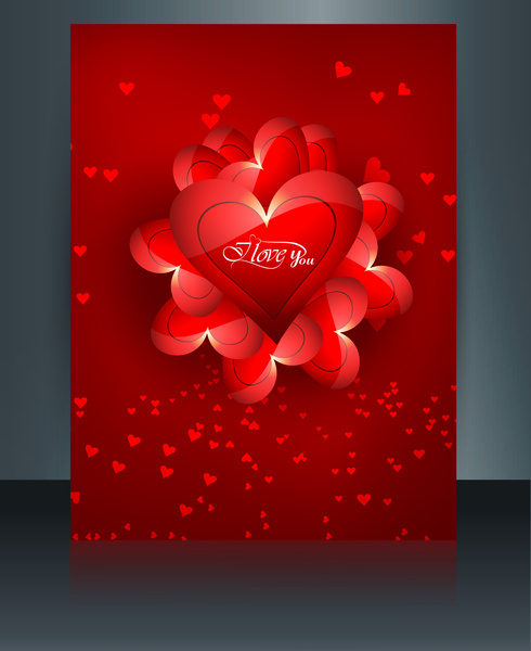 dia de São Valentim de ilustrações vetoriais para brochura modelo coração colorido fundo