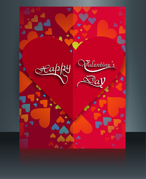 الرسوم التوضيحية ناقلات عيد الحب على نشرة قالب قلب خلفية ملونة