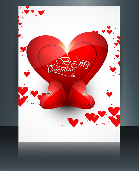 Vektor-Illustrationen Valentinstag für Broschüre Vorlage Herz farbigen Hintergrund