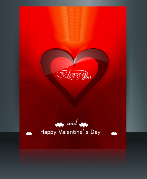 vektör çizimler Sevgililer günü broşür şablonu kalp renkli arka planı için