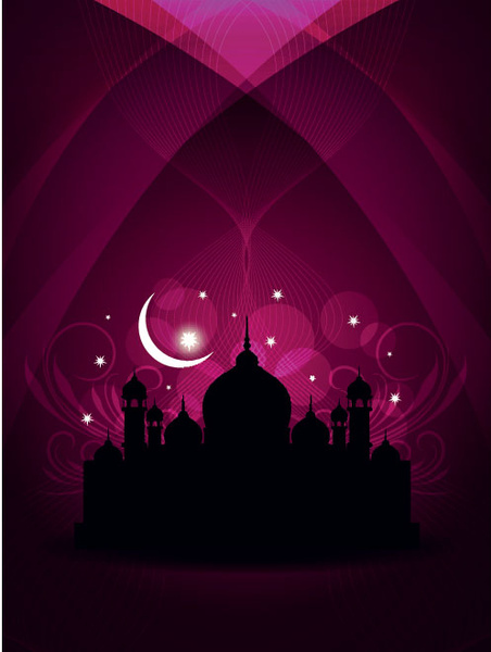 vektor template kartu ucapan Islami untuk Ramadhan dan Idul Fitri ul fitar