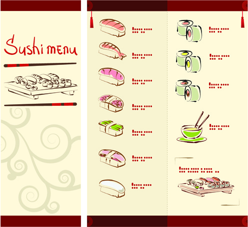 Japonya sushi menü Şablonlar vektör