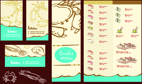 vektor Jepang sushi menu template