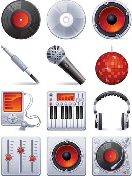 Vector set ikon suara 3d musik