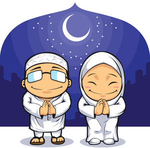 Vector Clipart musulmanes orando en eid al adha