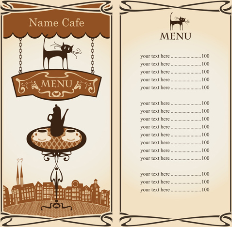 vettore di grafica di sfondo menu caffetteria dell'annata