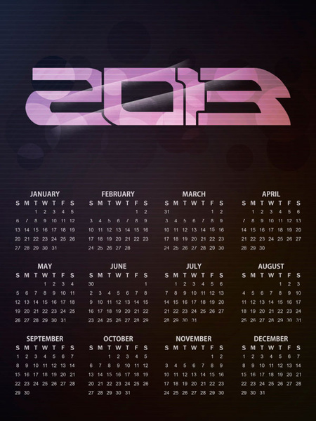 Vector of13 año calendario diseño tecia