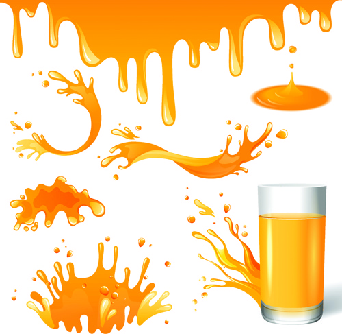 Vector de elementos de diseño de jugo de naranja