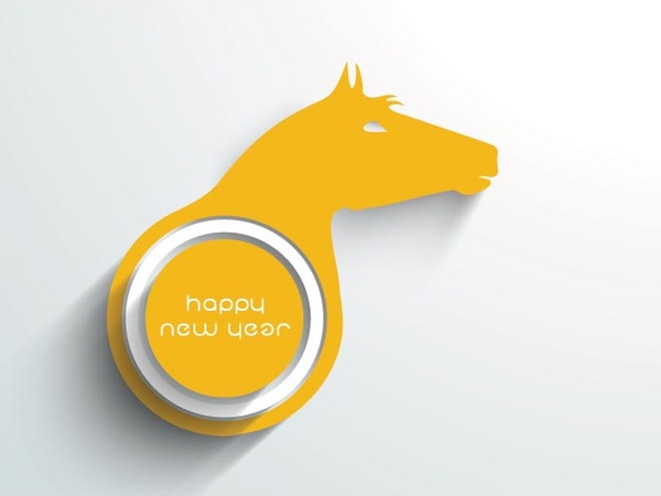 año de vector naranja de la tarjeta de felicitación de símbolo de caballo