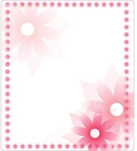Vector Pink Flower Illustration On White Frame Background With Glowing Dark Pink Boarder