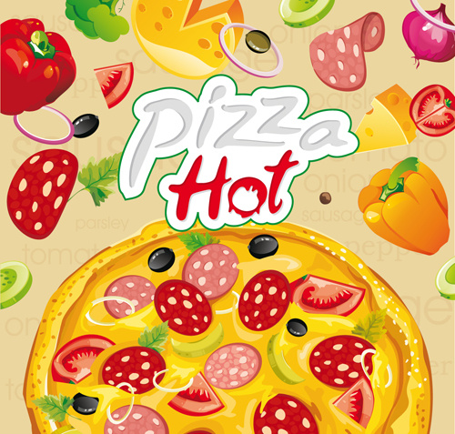 векторная пицца горячий дизайн плакат 3