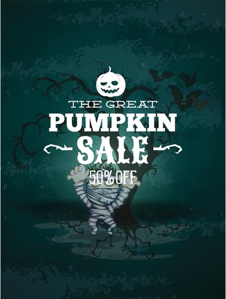 Vector Pumpkin Sale Off Poster Template