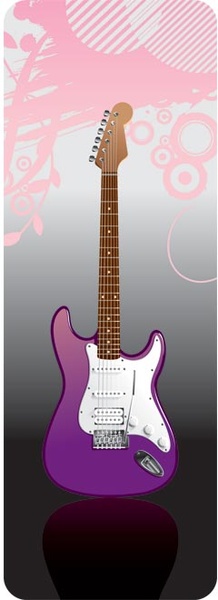 灰色の背景に紫のエレク トリック ギターをベクトルします。