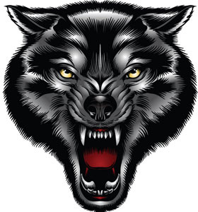 現実的なオオカミ ヘッドのベクトルのロゴ