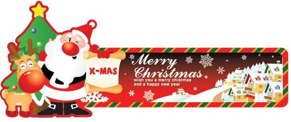 vetor de Papai Noel, distribuindo a bandeira de cartão de feliz Natal presente