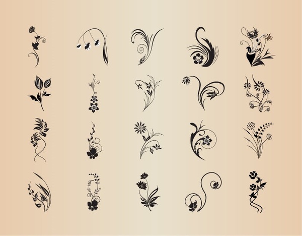 Векторный набор абстрактные узоры цветочных