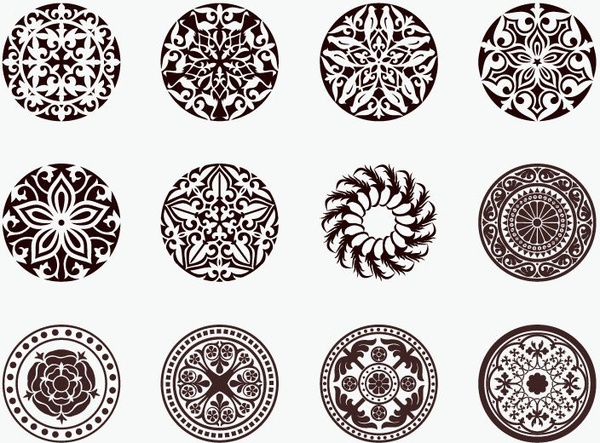 conjunto de vectores de ornamento hermoso círculo