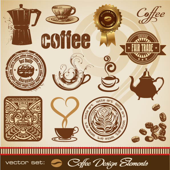 Ensemble vectoriel d’éléments de conception de café