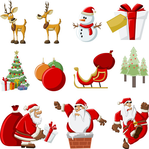 conjunto de vetores de diferentes elementos de ícones de Natal